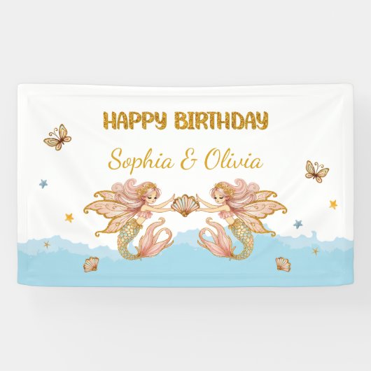 ツインガールズフェアリーメルメイド誕生日 横断幕 (横)