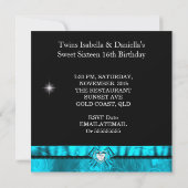 ツインガールズブルーティール（緑がかった色）Sweet sixteenスウィート16 招待状 (裏面)