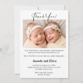 ツインガールズベビーサンキューカードと写真 案内状 (正面)