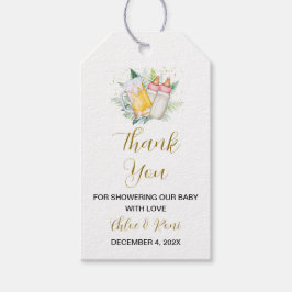 ツインガールズベビーシャワーありがとうラベル ギフトタグ