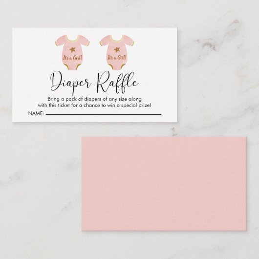 ツインガールズベビーシャワーおむつラッフル エンクロージャーカード (正面/裏面)