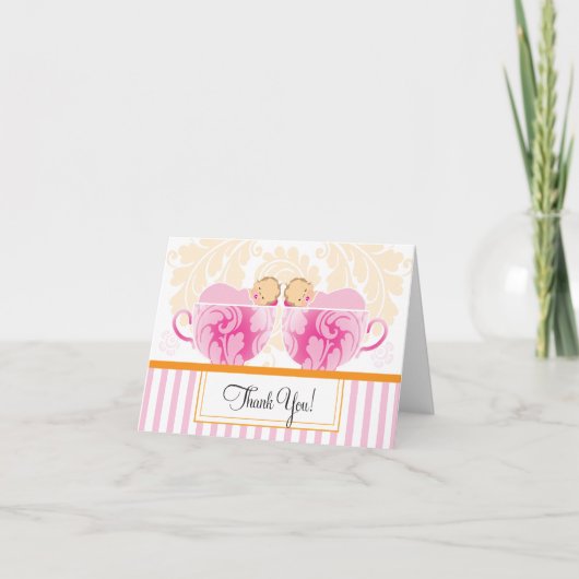 ツインガールズベビーシャワーサンキューカード サンキューカード (正面)