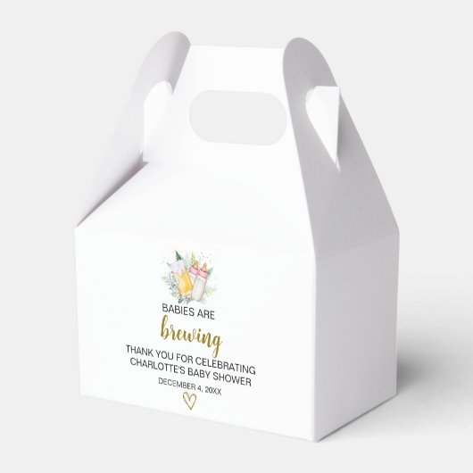 ツインガールズベビーシャワー切り妻箱 フェイバーボックス (正面サイド)