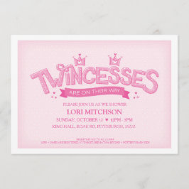 ツインガールズベビーシャワー招待状（ピンク） 招待状