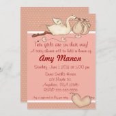 ツインガールズベビーシャワー招待状 招待状 (正面/裏面)