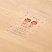 ツインガールズベビーシャワー透明2 アクリル招待状 (レイダウン)