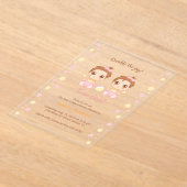 ツインガールズベビーシャワー透明 アクリル招待状 (レイダウン)
