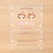 ツインガールズベビーシャワー透明 アクリル招待状 (正面)