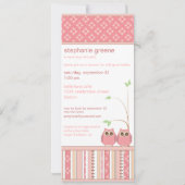 ツインガールズベビーフクロウパンクベビーシャワー 招待状 (裏面)