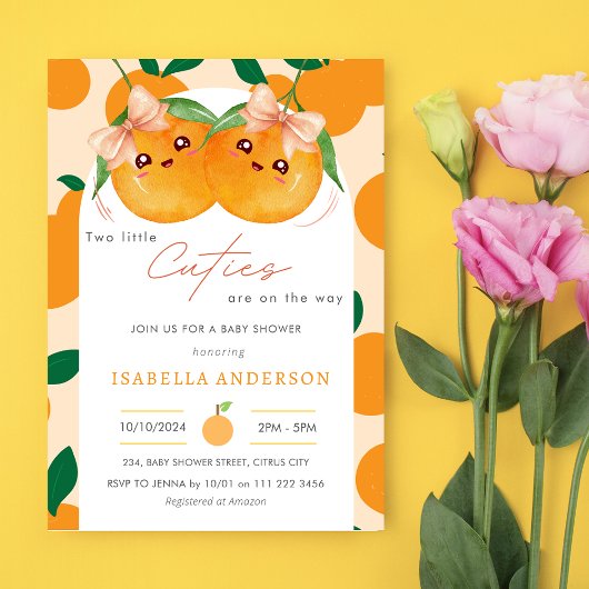 ツインガールズリトルかわいこちゃんズオンザウェイベイビーシャワー 招待状