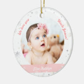 ツインガールズ写真おじさんかわいい初めてのクリスマスベビー セラミックオーナメント (左)