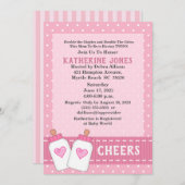 ツインガールズ応援ミルクボトルベビーシャワー 招待状 (正面/裏面)