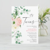 ツインガールズ春フローラ緑のベビーシャワー 招待状 (スタンド正面)
