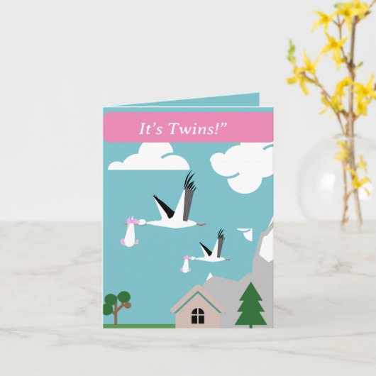 ツインガールズ編集可能 カード (黄色い花)