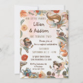 ツインガールズ誕生日フォレストフェアリーパーティー 招待状 (正面)