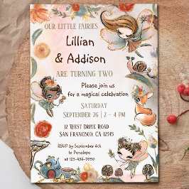 ツインガールズ誕生日フォレストフェアリーパーティー 招待状