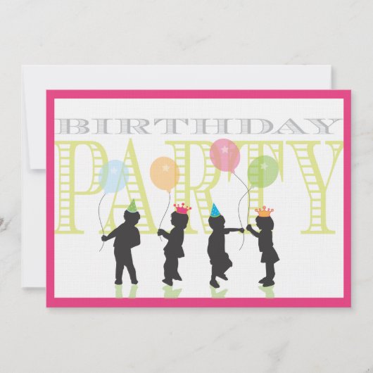 ツインガールズ誕生日招待状-ピンク 招待状 (正面)