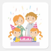 ツインガールズ誕生日 スクエアシール (正面)