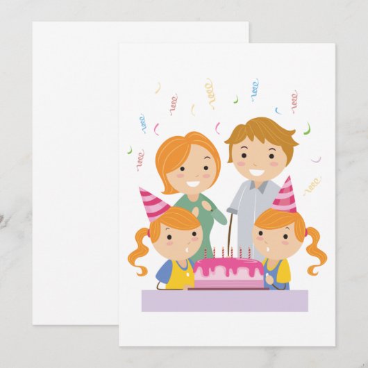 ツインガールズ誕生日 招待状 (正面/裏面)