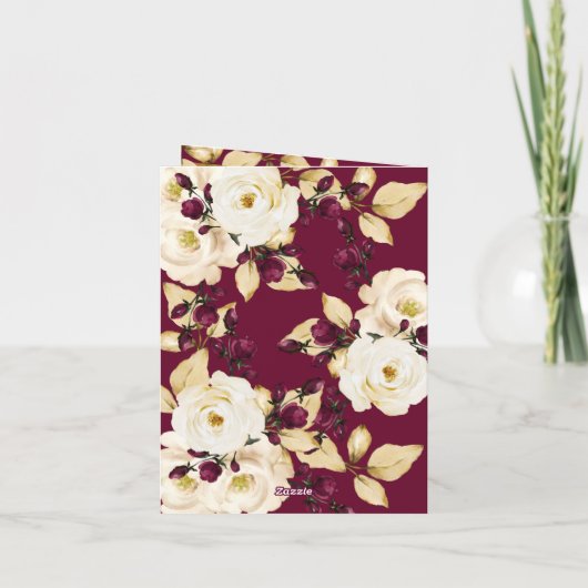 ツインガールズ15誕生日アイボリーブルゴーニュ金ゴールド写真 招待状 (裏面)