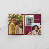 ツインガールズ15誕生日アイボリーブルゴーニュ金ゴールド写真 招待状 (内部)