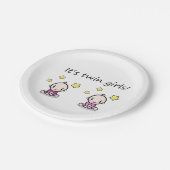 ツインガールズ、ツインベビーシャワー、デコレーション。 ペーパープレート (アングル)