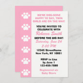 ツインガールズ – 犬をテーマにしたベビーシャワー招待状 招待状 (正面/裏面)