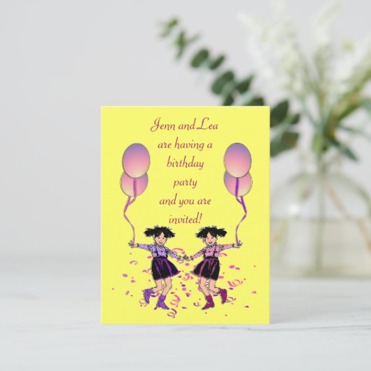 ツインガールバースデーパーティー招待状 招待状 (スタンド正面)