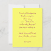 ツインガールバースデーパーティー招待状 招待状 (裏面)