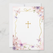 ツインガールピンクパープルバタフライ1st聖餐式 招待状 (裏面)