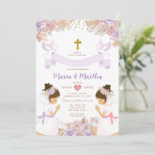 ツインガールファースト聖体聖体紫ピンクフローラ 招待状 (スタンド正面)