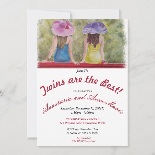 ツインガールフレンズは最高のパーティの招待状 招待状 (正面)