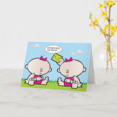 ツインガールベビーグリーティングカード カード (黄色い花)