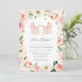 ツインガールベビーシャワーフローラ招待状 招待状 (スタンド正面)