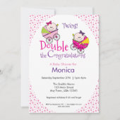 ツインガールベビーシャワー招待状 招待状 (正面)