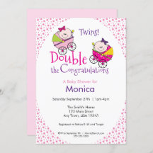 ツインガールベビーシャワー招待状