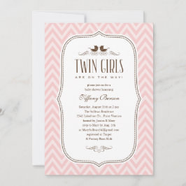 ツインガールベビーシャワー招待状 招待状