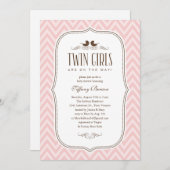 ツインガールベビーシャワー招待状 招待状 (正面/裏面)