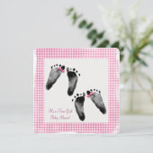 ツインガールベビーシャワー(足跡あり) 招待状 (スタンド正面)