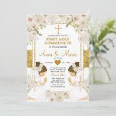 ツインガールホワイトフラワー1st聖餐式 招待状 (スタンド正面)