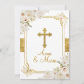 ツインガールホワイトフラワー1st聖餐式 招待状 (裏面)