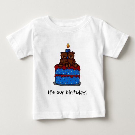 ツインガールボーイ誕生日Tシャツ ベビーTシャツ (正面)