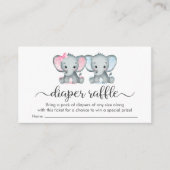 ツインガールボーイ象おむつラッフルベビーシャワー エンクロージャーカード (正面)