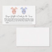 ツインガールボーイ赤ちゃんシャワーおむつラッフルブック エンクロージャーカード (正面/裏面)