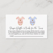 ツインガールボーイ赤ちゃんシャワーおむつラッフルブック エンクロージャーカード (正面)