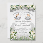 ツインガールメキシコ銀洗礼と誕生日 招待状 (正面)