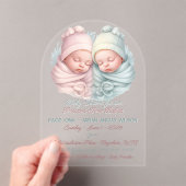 ツインガール大切と少年のベビーのためのベビーシャワー アクリル招待状 (インサイチュ (ポータブル))