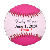 ツインガール誕生統計2トーンピンク 野球ボール (正面)