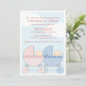 ツインガール&ボーイキャリッジハッピーベビーシャワー 招待状 (スタンド正面)