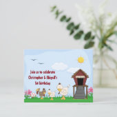 ツインガール&ボーイシックス1st誕生日招待状 招待状 (スタンド正面)